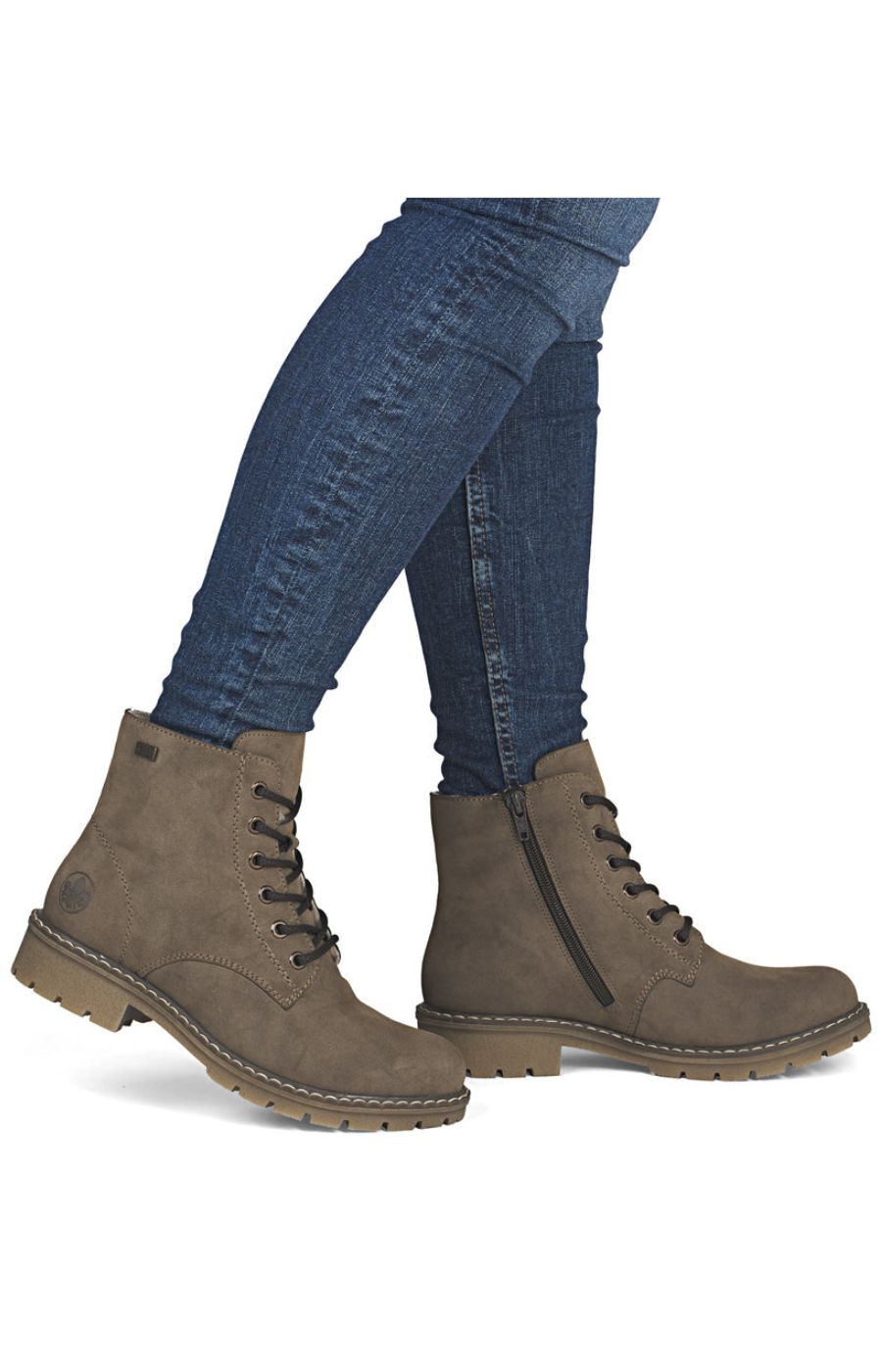 Rieker Biker Lace Up Boot in Taupe