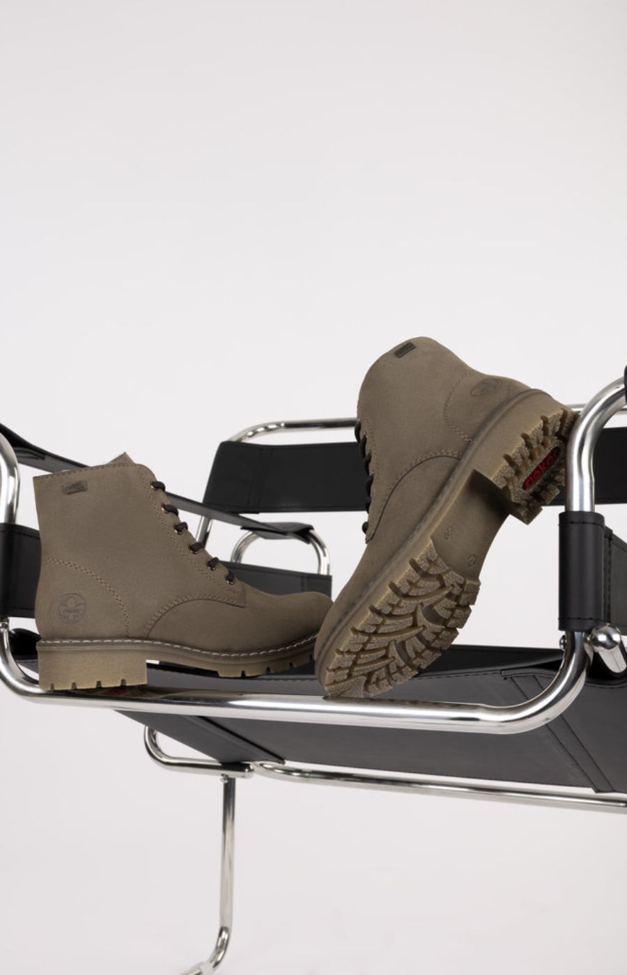 Rieker Biker Lace Up Boot in Taupe