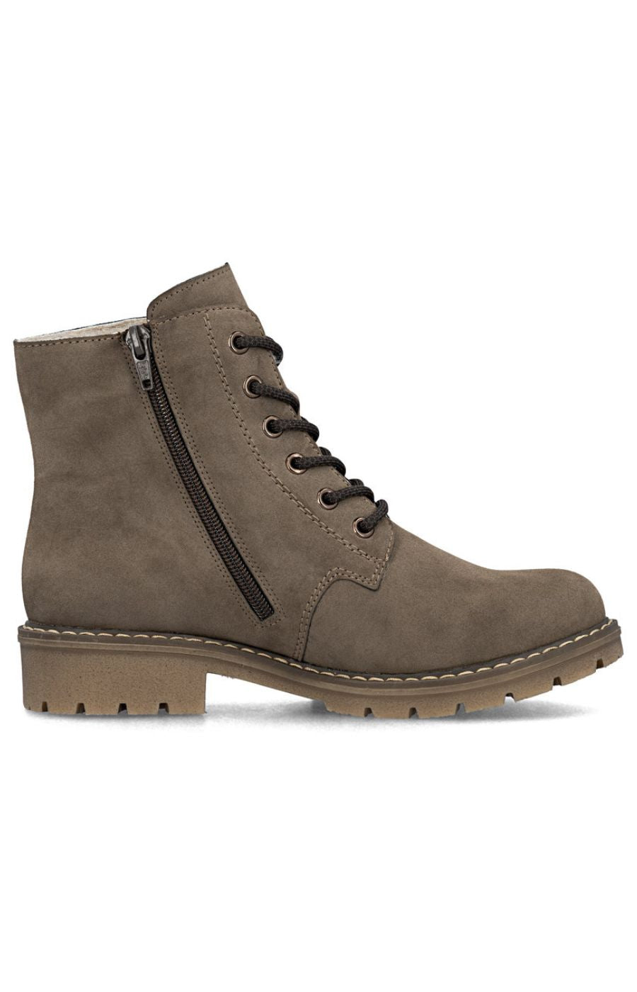Rieker Biker Lace Up Boot in Taupe