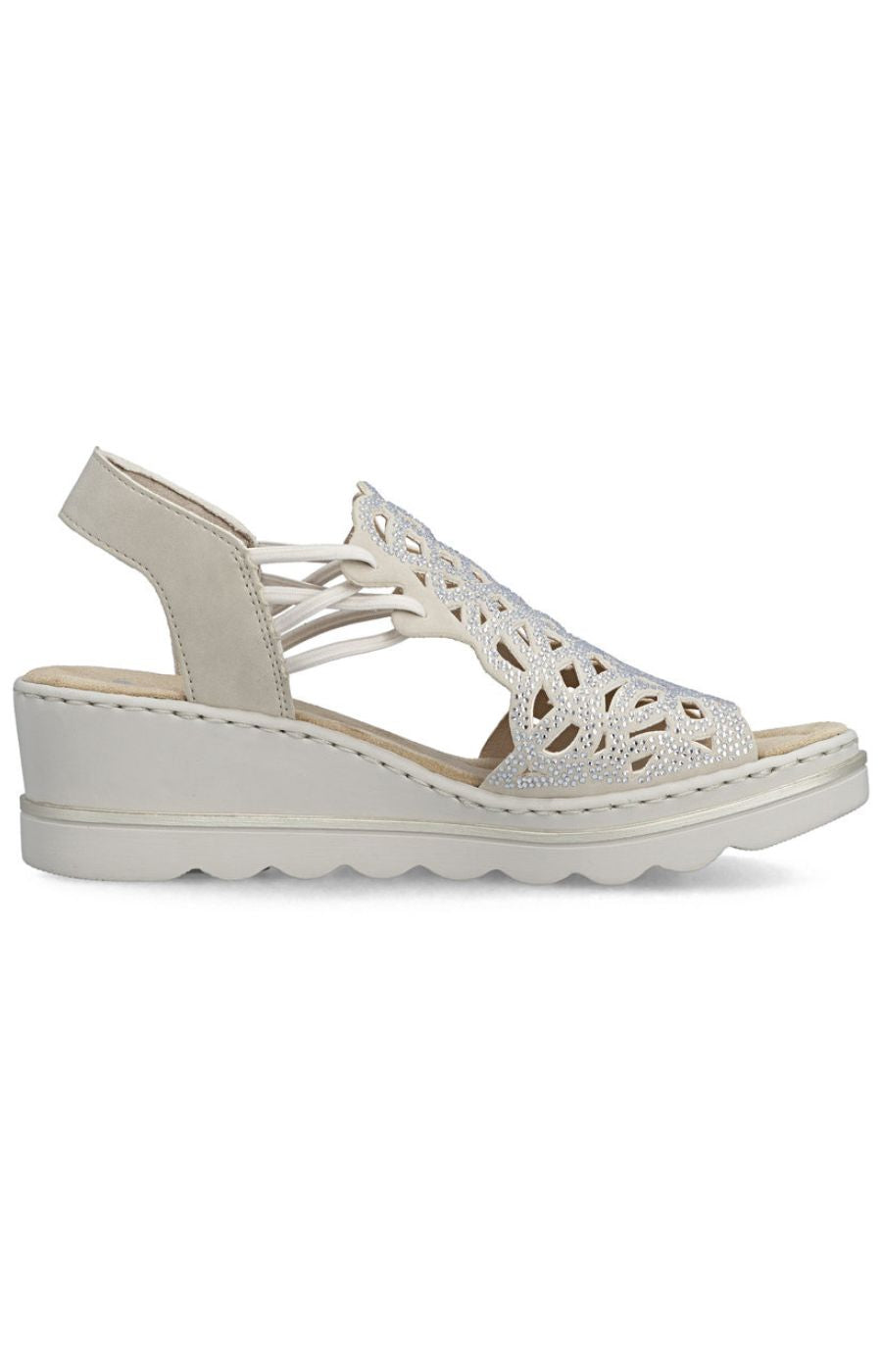Rieker Diamante Wedge Sandal in Beige