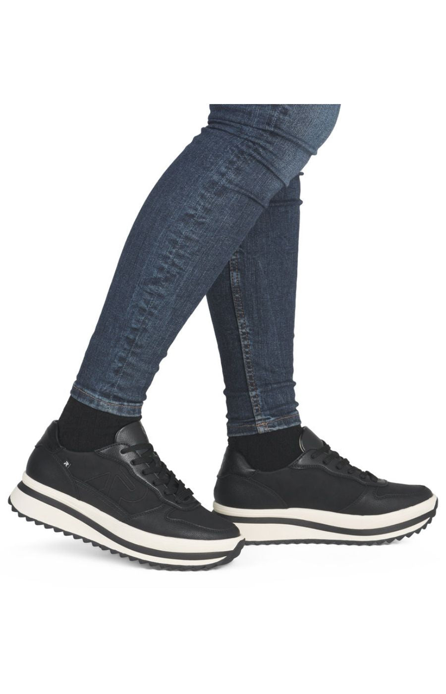 Rieker Platform Lace Up Trainer in Black