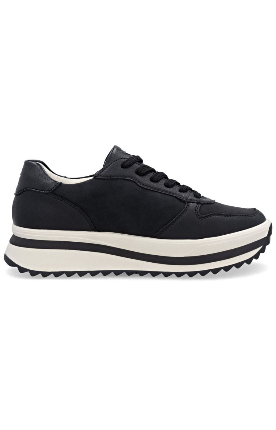 Rieker Platform Lace Up Trainer in Black