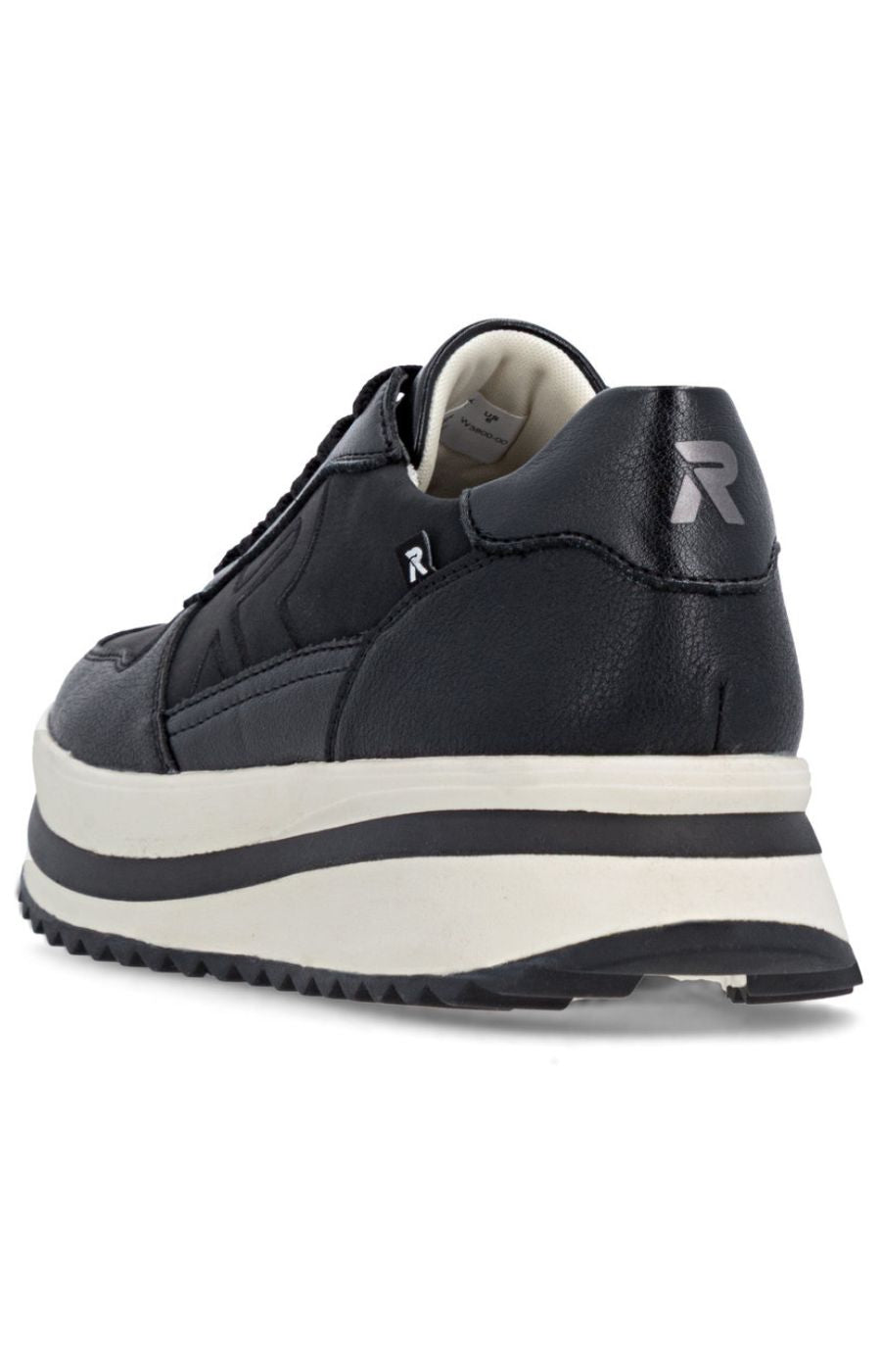 Rieker Platform Lace Up Trainer in Black