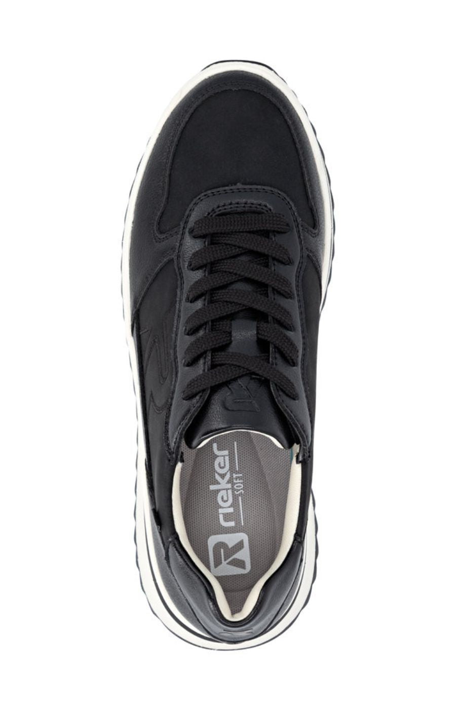 Rieker Platform Lace Up Trainer in Black