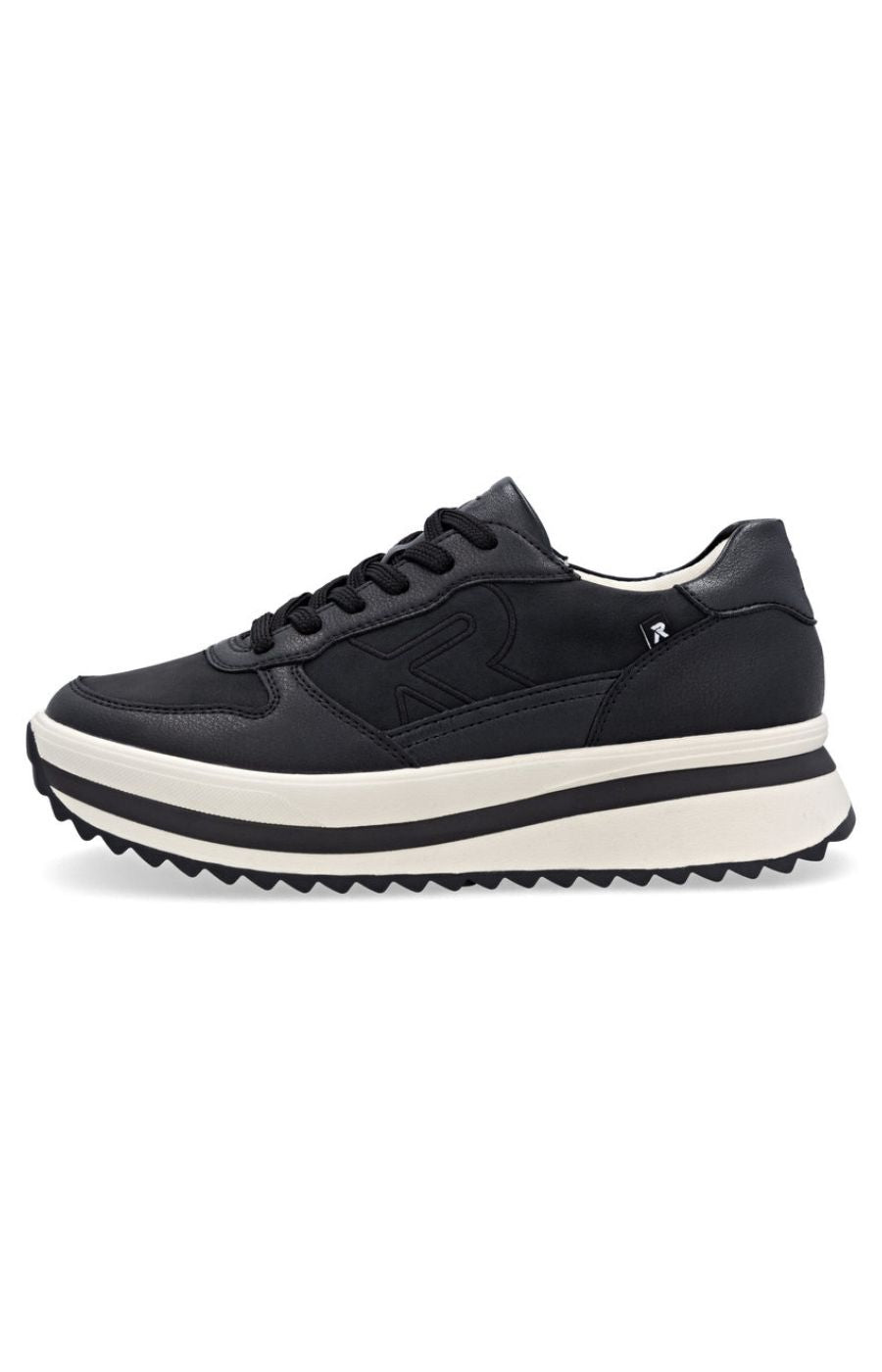 Rieker Platform Lace Up Trainer in Black