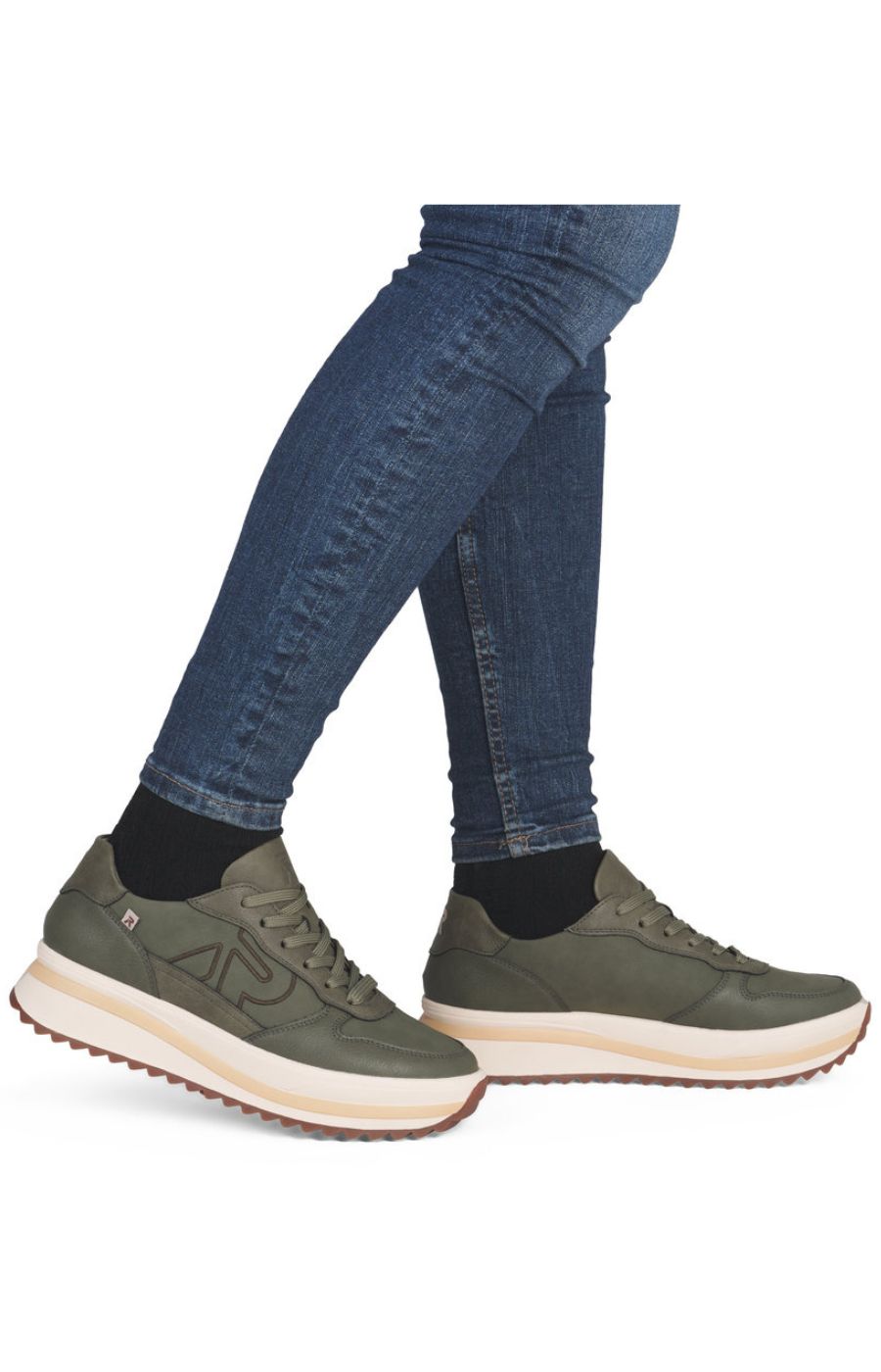 Rieker Platform Lace Up Trainer in Green