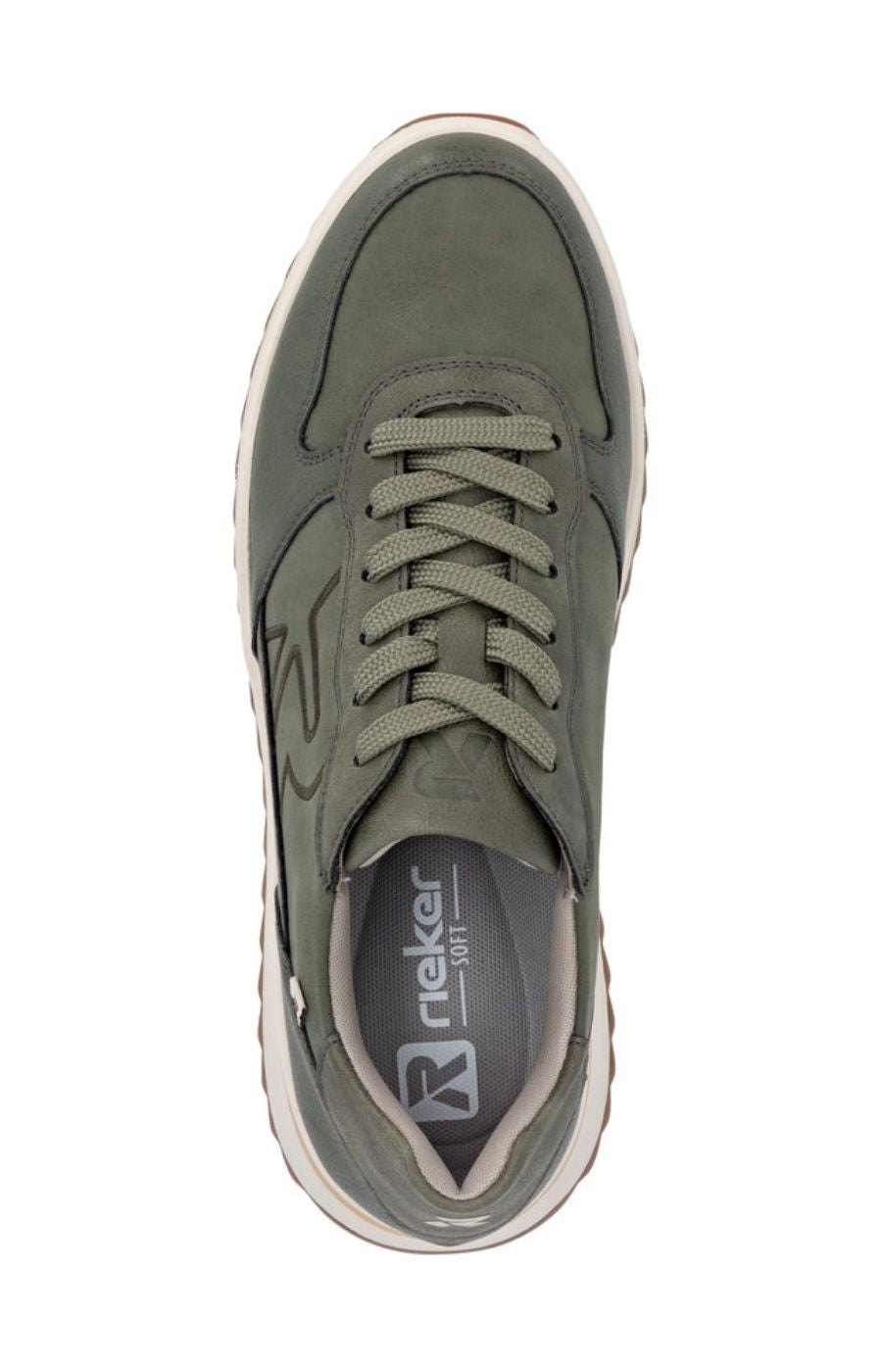 Rieker Platform Lace Up Trainer in Green