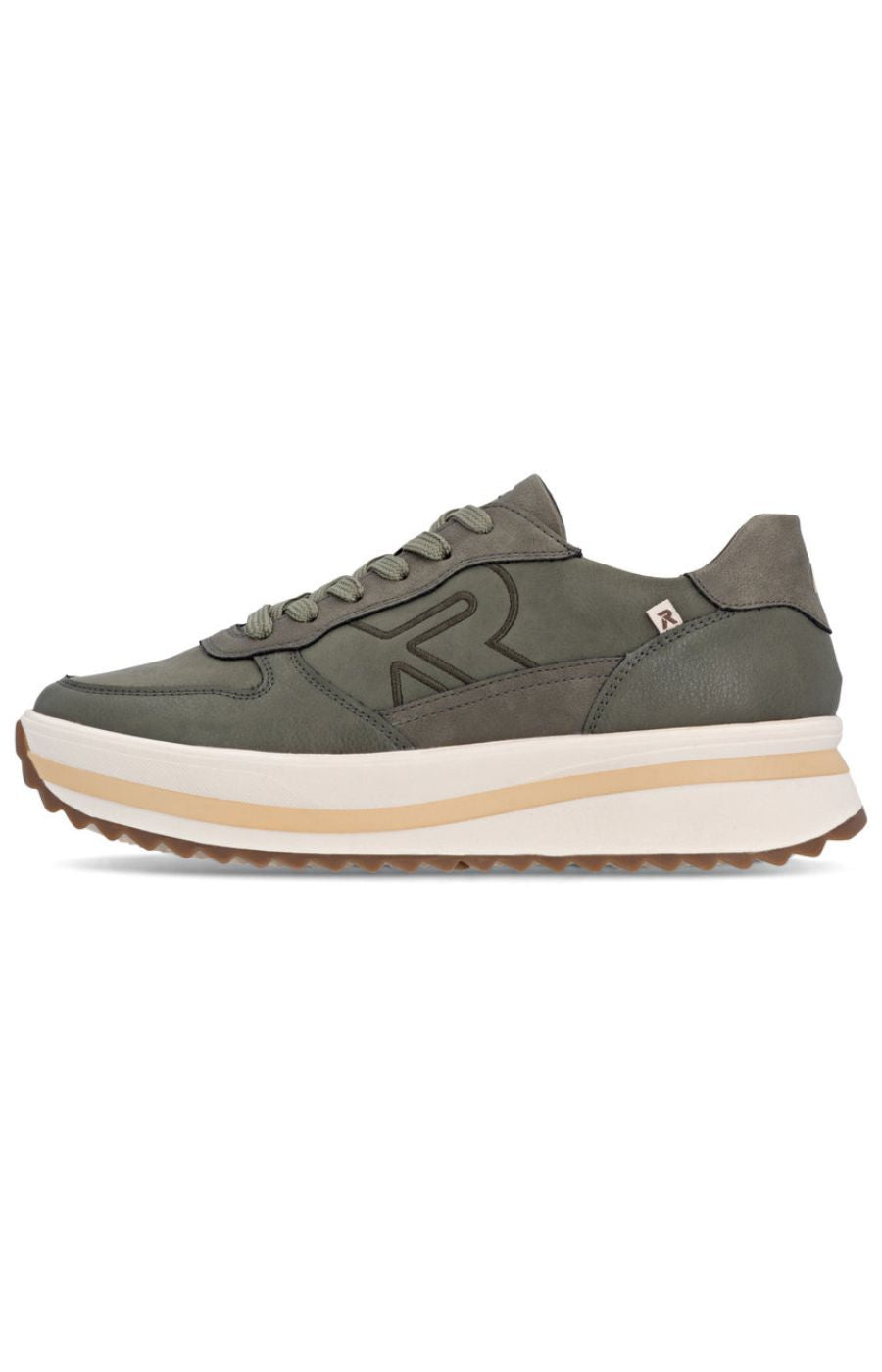Rieker Platform Lace Up Trainer in Green