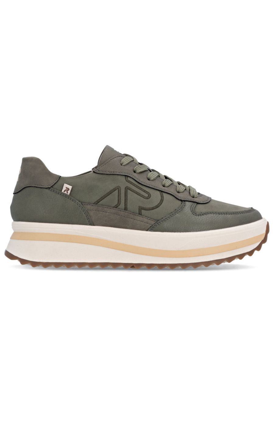 Rieker Platform Lace Up Trainer in Green