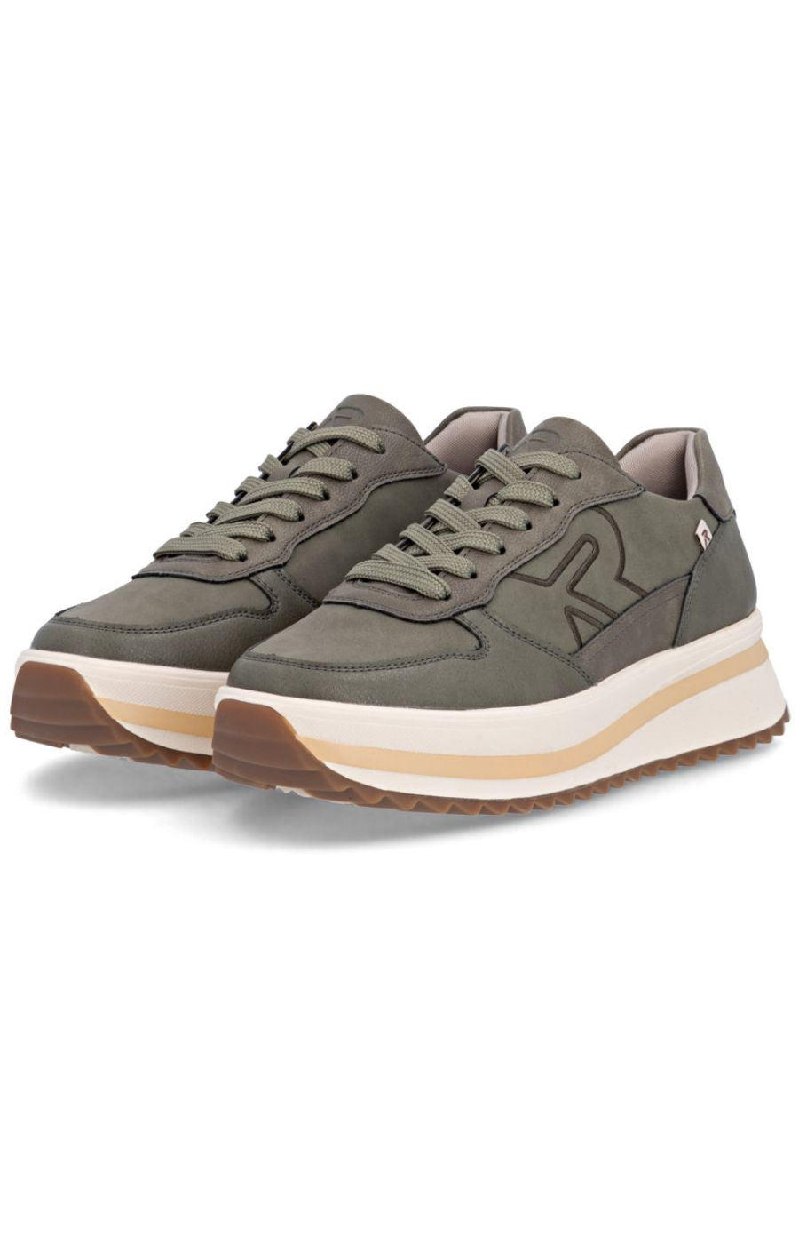 Rieker Platform Lace Up Trainer in Green