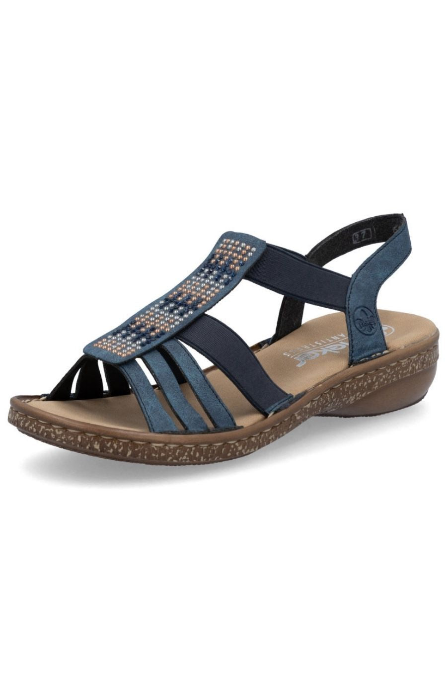 Rieker Strappy Beaded Sandal in Navy