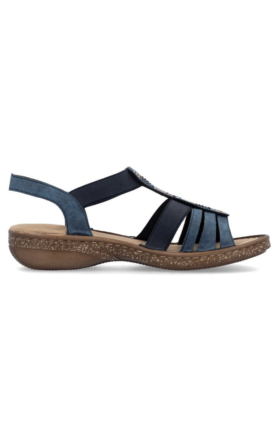 Rieker Strappy Beaded Sandal in Navy