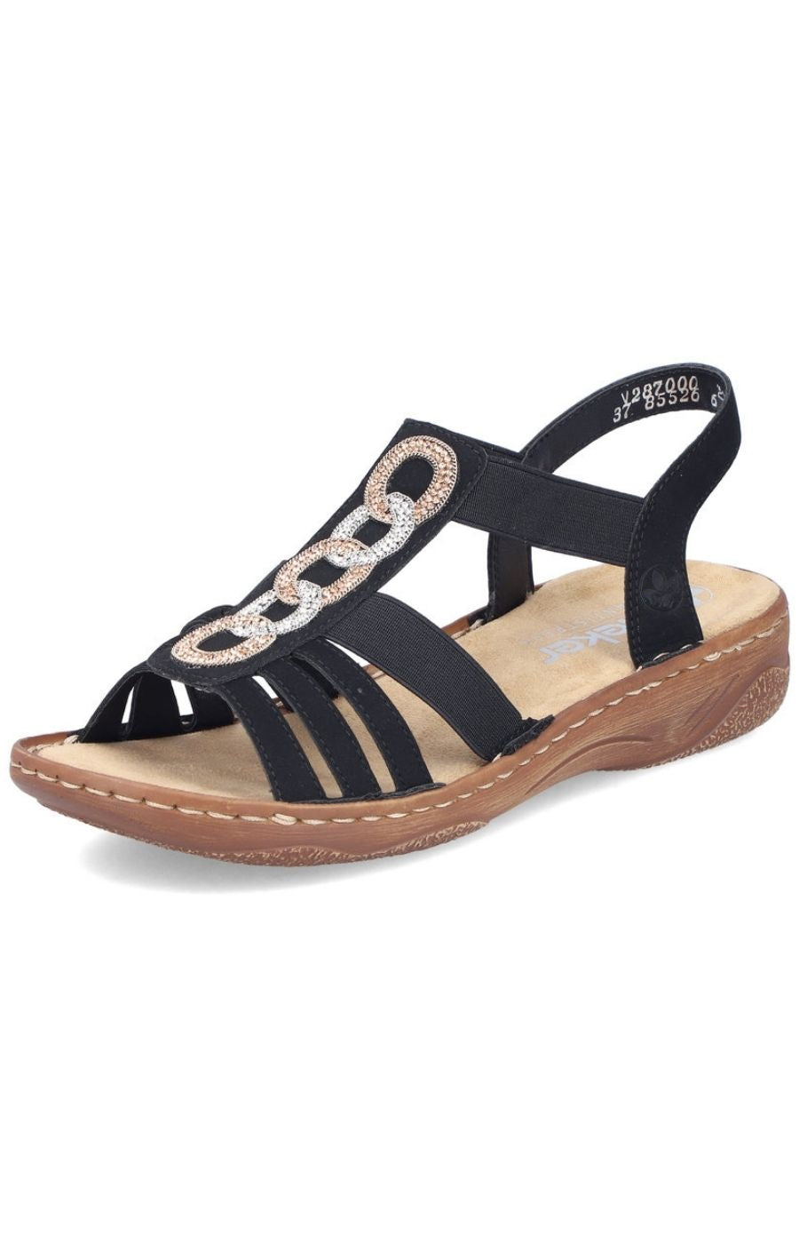 Rieker Strappy Link Sandal in Black