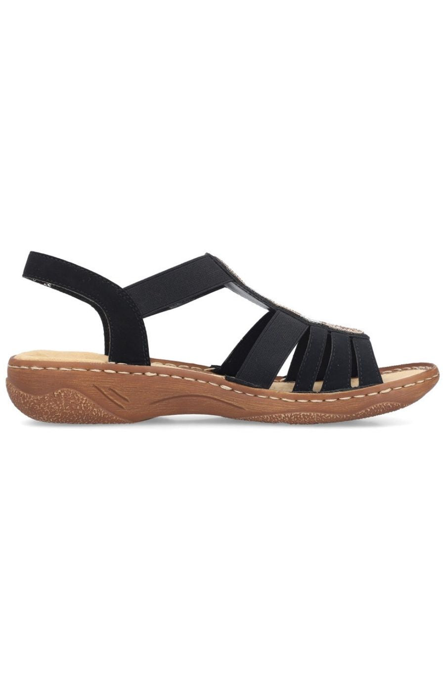 Rieker Strappy Link Sandal in Black