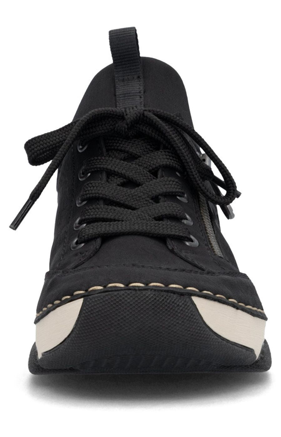Rieker Trainer in Black with Beige Stitching