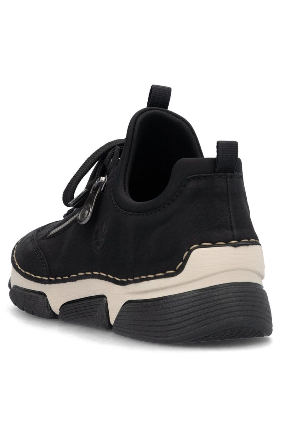 Rieker Trainer in Black with Beige Stitching