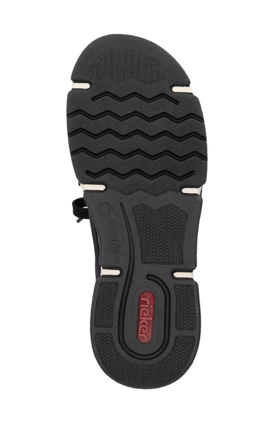 Rieker Trainer in Black with Beige Stitching
