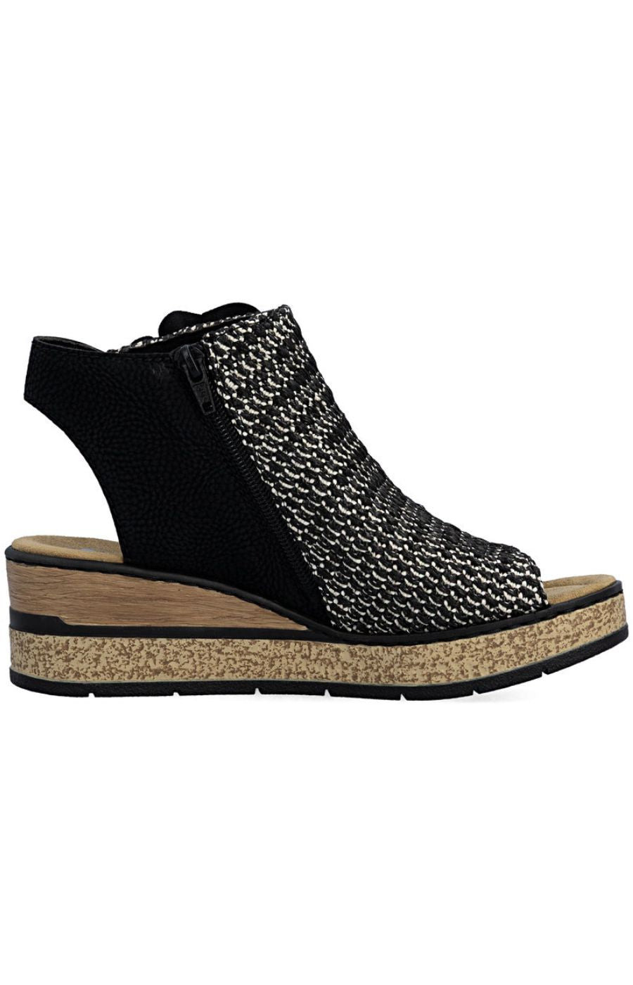 Rieker Weaved Sandal in Black