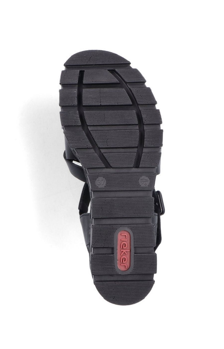 Rieker Wedge Sandal in Black