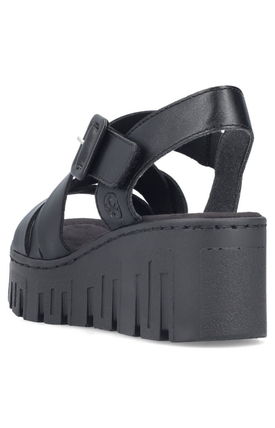 Rieker Wedge Sandal in Black