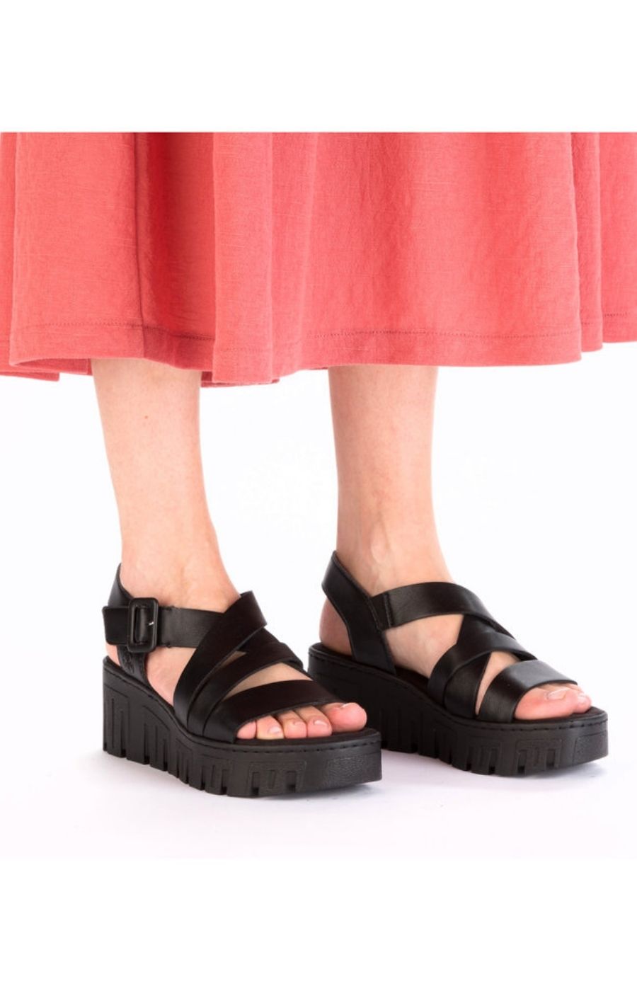 Rieker Wedge Sandal in Black