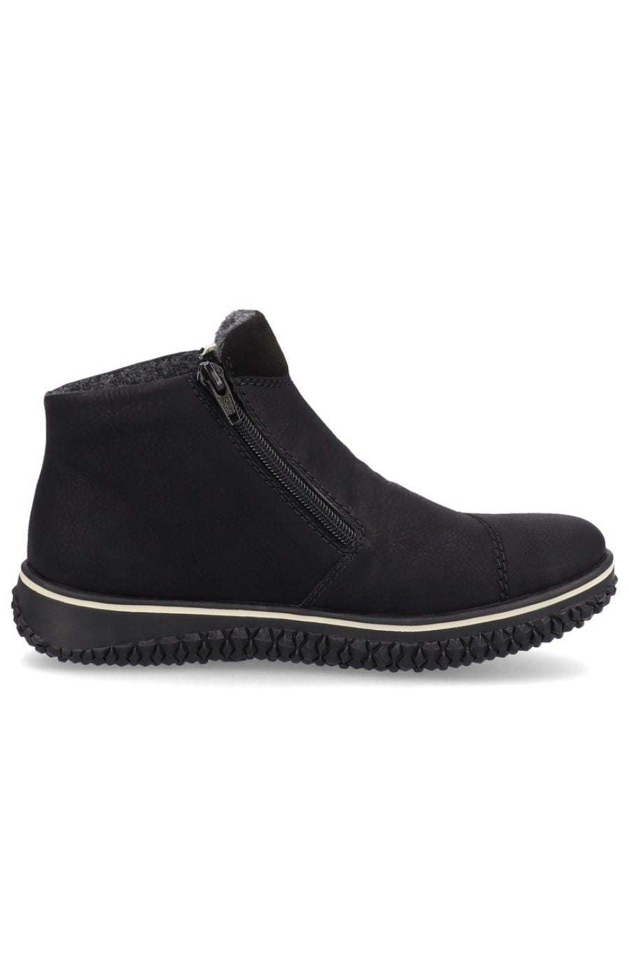 Rieker Zip Ankle Boots in Black