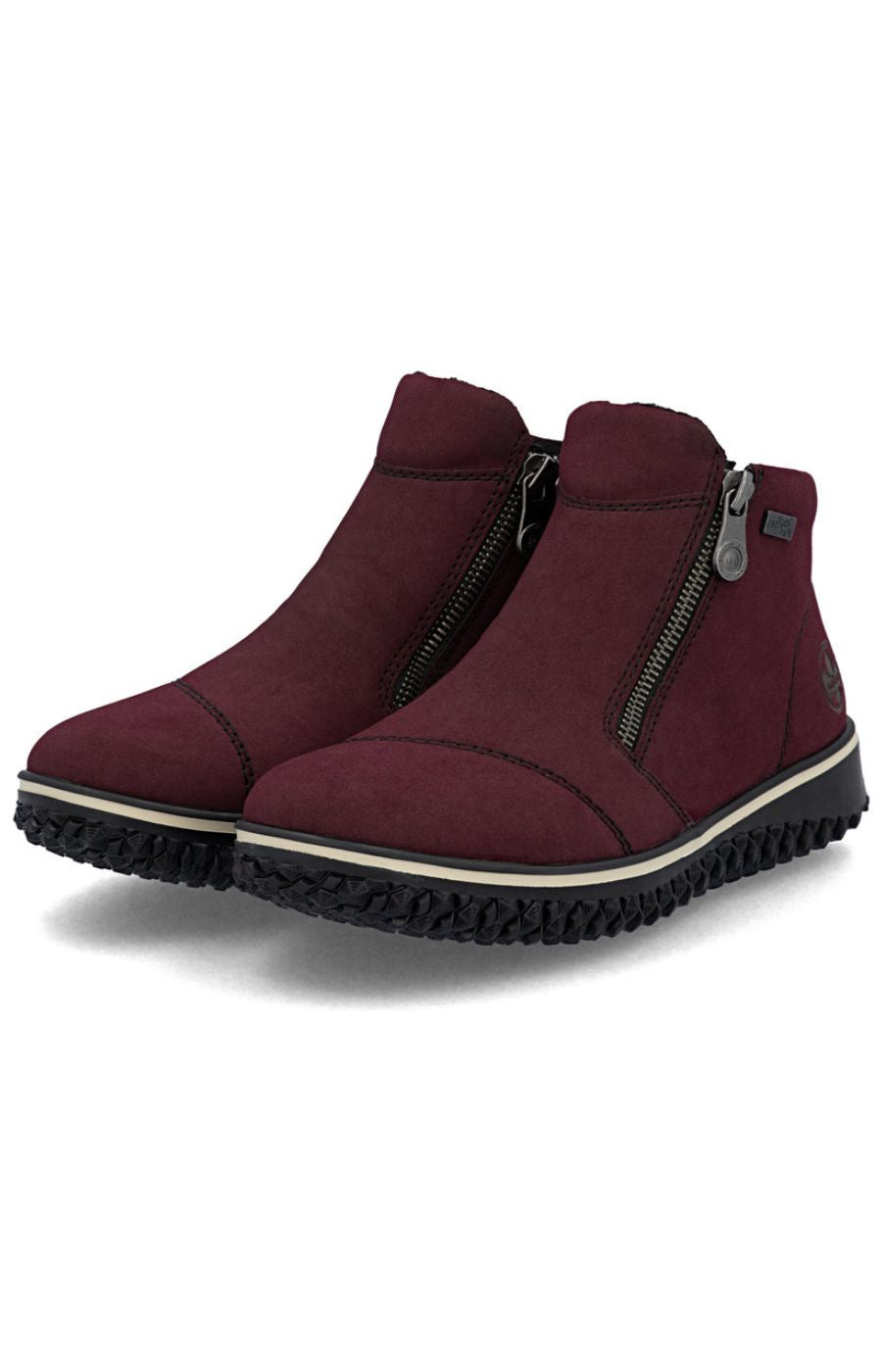 Rieker Zip Ankle Boots in Wine