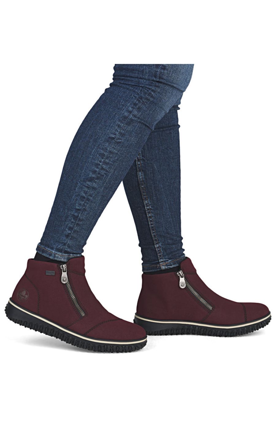 Rieker Zip Ankle Boots in Wine