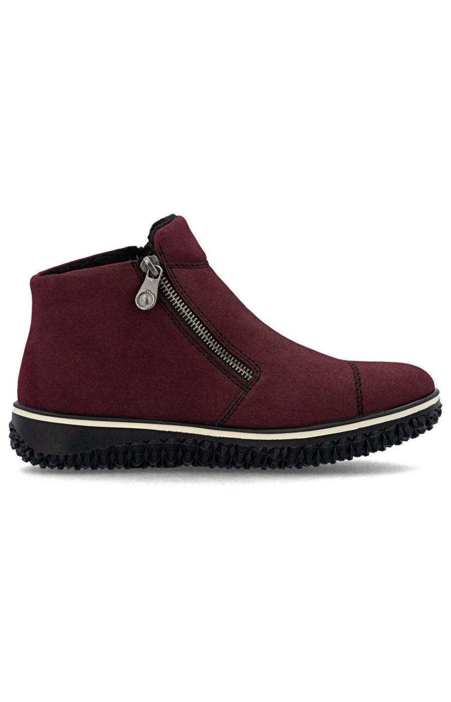 Rieker Zip Ankle Boots in Wine