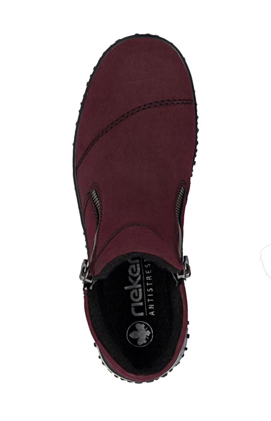 Rieker Zip Ankle Boots in Wine