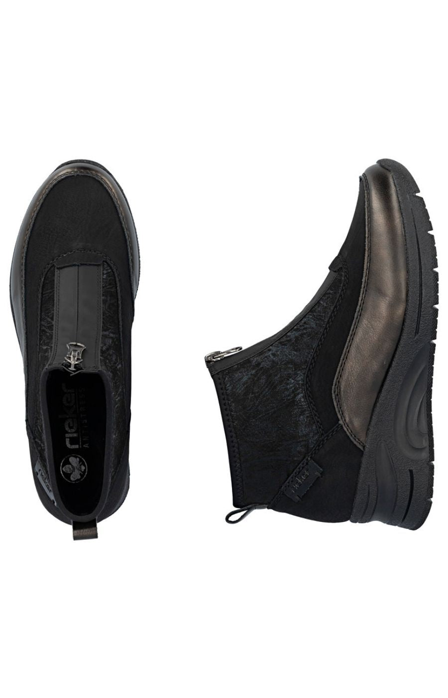 Rieker Zip Wedge Trainer in Black
