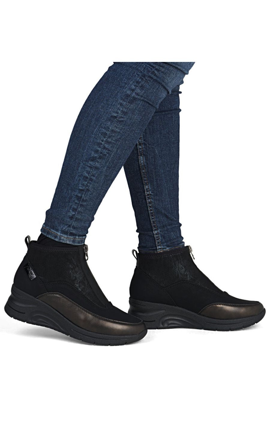 Rieker Zip Wedge Trainer in Black