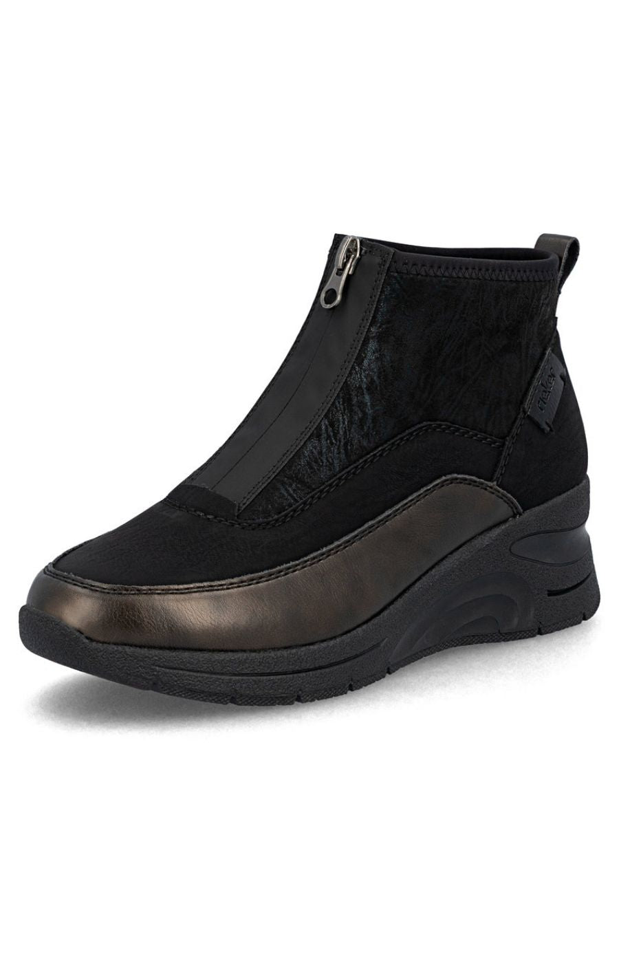 Rieker Zip Wedge Trainer in Black