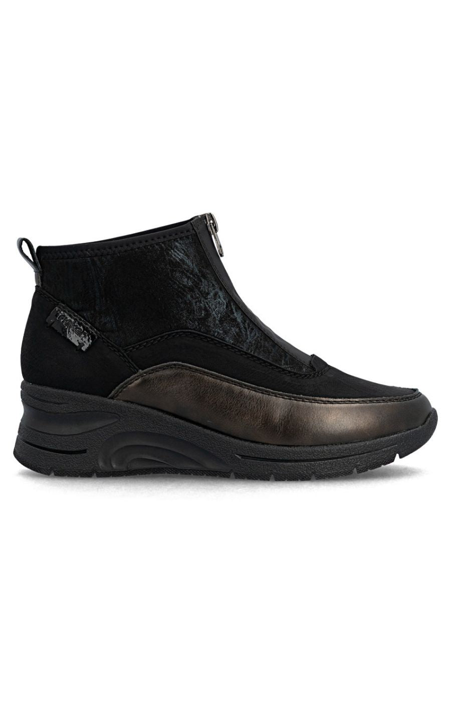 Rieker Zip Wedge Trainer in Black