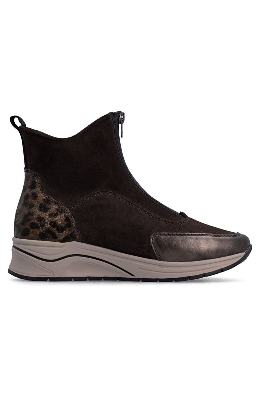 Rieker Zip Wedge Trainer in Brown Leopard