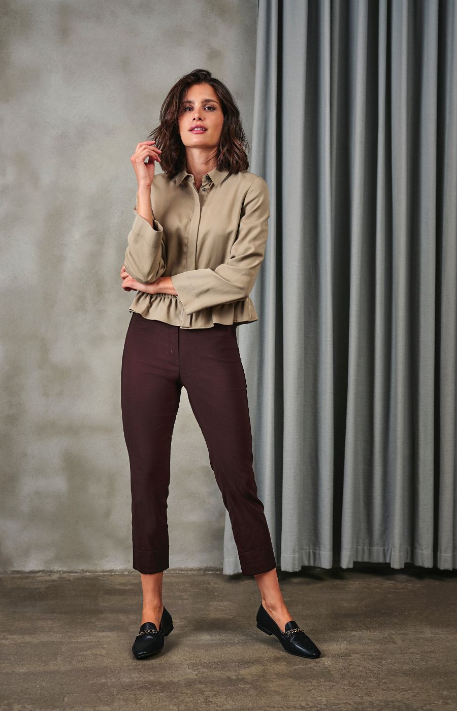 Robell 7/8ths Trousers in Chocolate