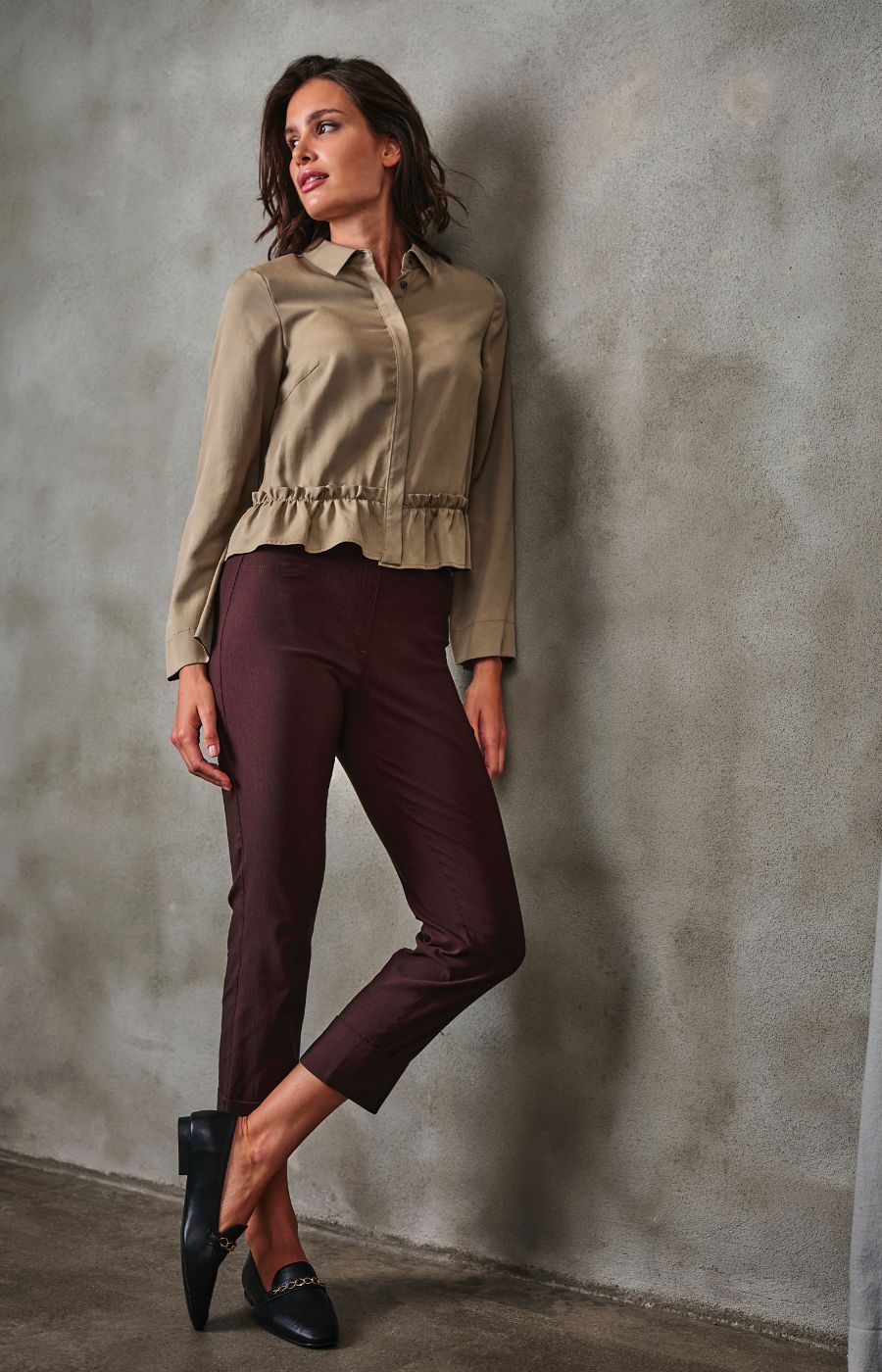 Robell 7/8ths Trousers in Chocolate