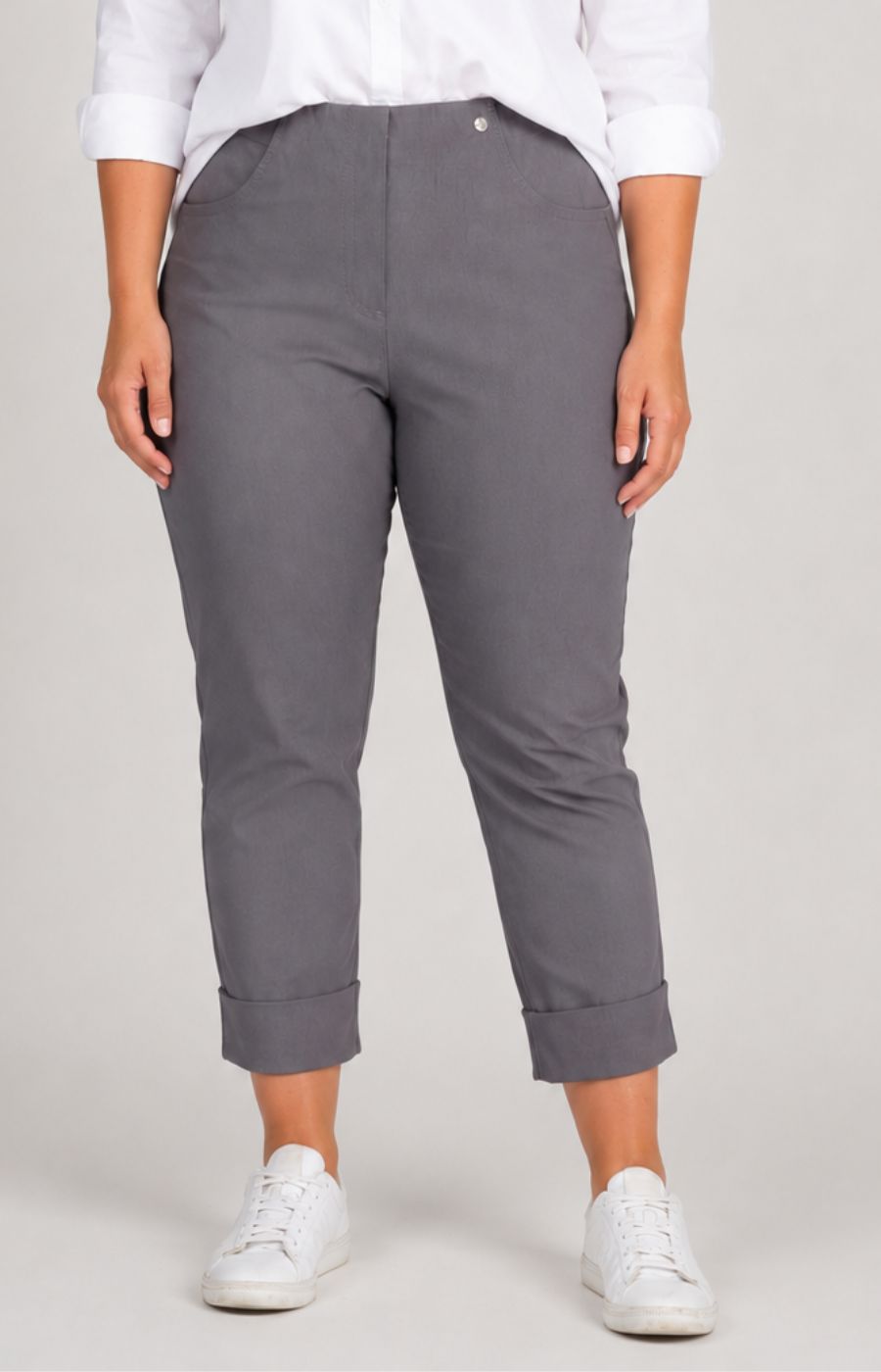 Robell 7/8ths Trousers in Dark Grey