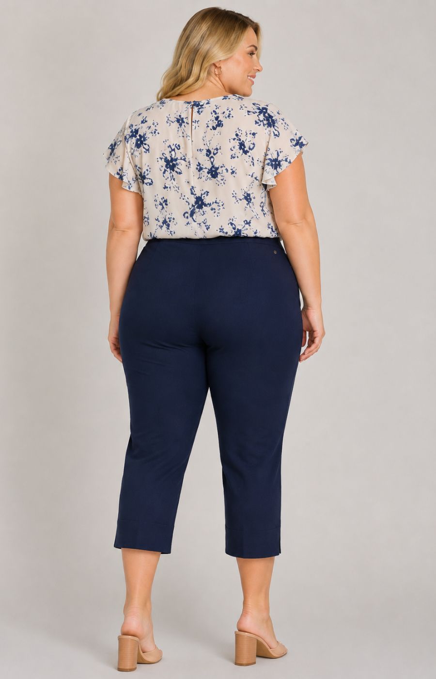 Robell Crop Trousers | Navy