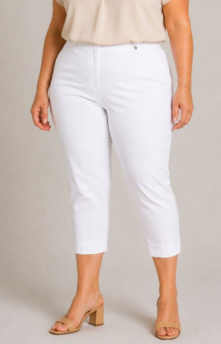 Robell Crop Trousers | White Denim