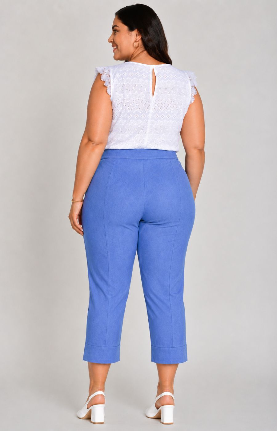 Robell Crop Trousers in Cornflower Blue