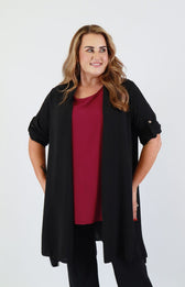 Sarah Longline Cardigan in Black