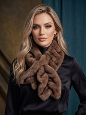 Shelby Fur Scarf in Taupe