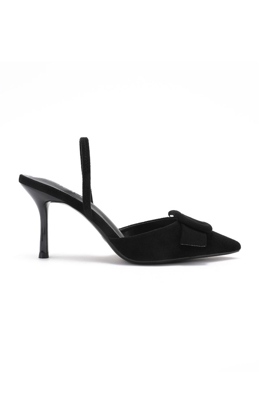 Sling Back Buckle Shoe in Black