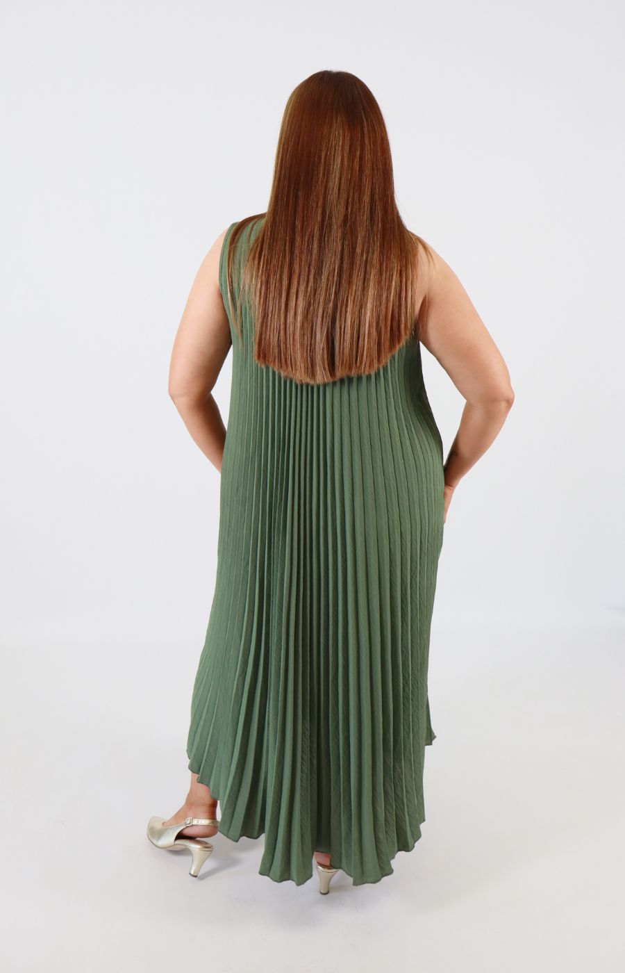 Summer Pleated Dress in Khaki