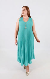 Summer Pleated Dress in Turquoise