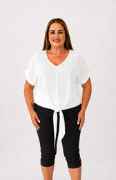 Sydney Crinkle Tie Blouse in White