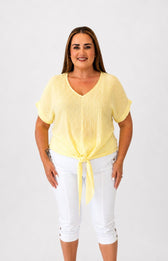 Sydney Crinkle Tie Blouse in Yellow