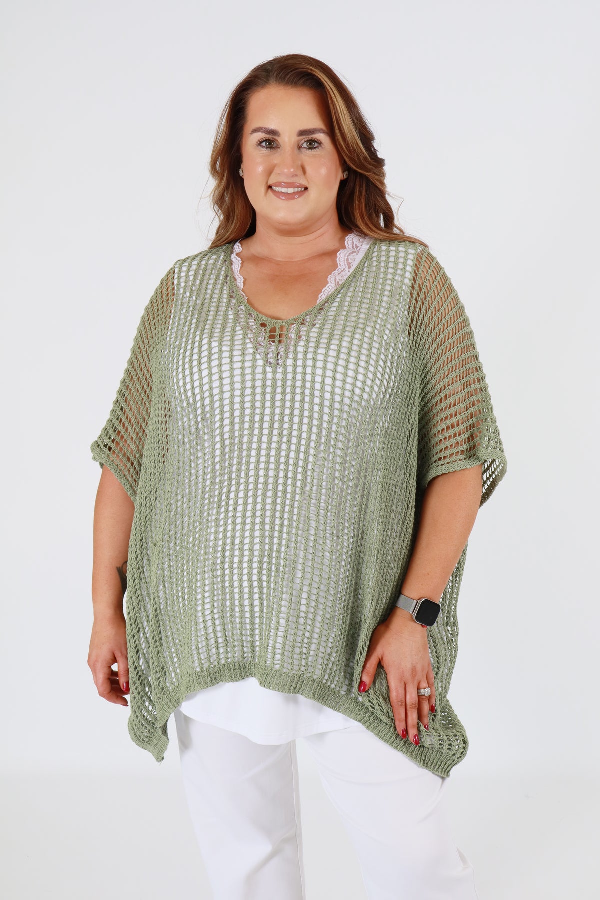 Tilly Crochet Top in Khaki