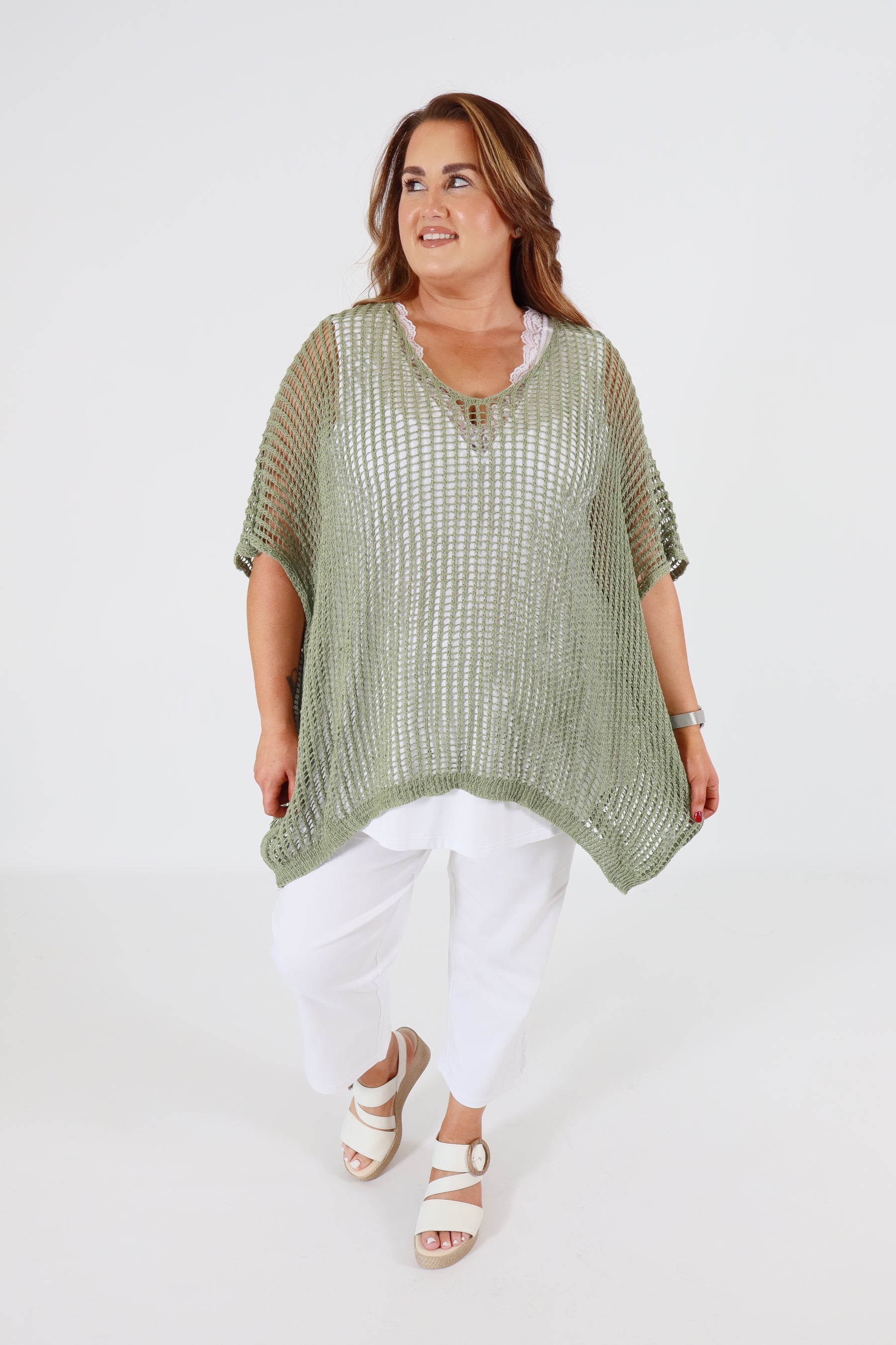 Tilly Crochet Top in Khaki